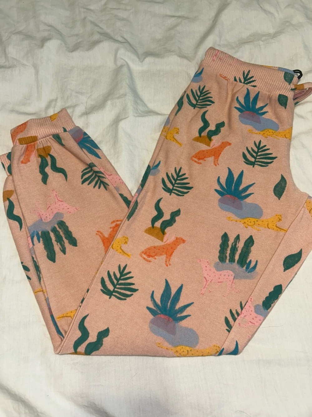NWT Chaser Pink Animal & Botanical Print Jogger Pants Sz S